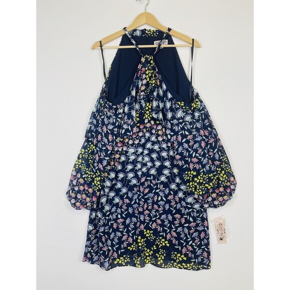 Nanette Lepore Dresses & Skirts - NEW Nanette Lepore Dress Womens 4 Floral Cold Shoulder‎ Navy Blue Airy Romantic